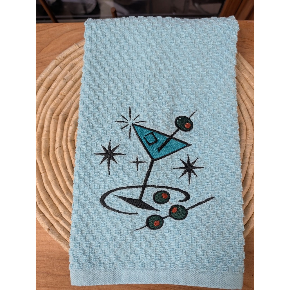 Martini Time Retro Mid Century Modern Kitchen Bath Bar Towel Great Gift Idea!